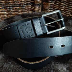Timberland Genuine Leather Belt Men's 36 Black Office Minimalist Soft Stitched